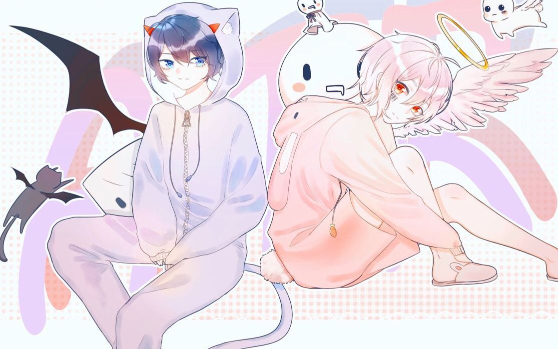 【绘画过程】天使mafu和恶魔sora你会选择哪一个呢?