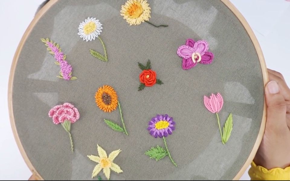 10个简单针法的花卉创意手工刺绣