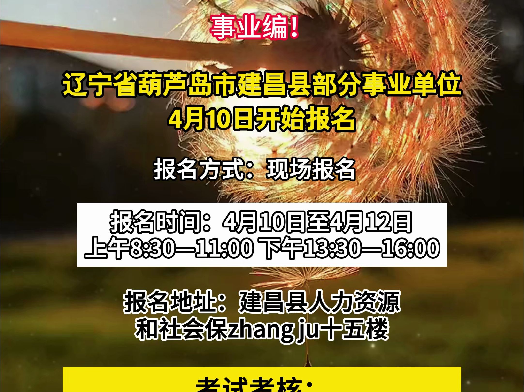 辽宁省葫芦岛市建昌县部分事业单位4月10日开始报名!哔哩哔哩bilibili