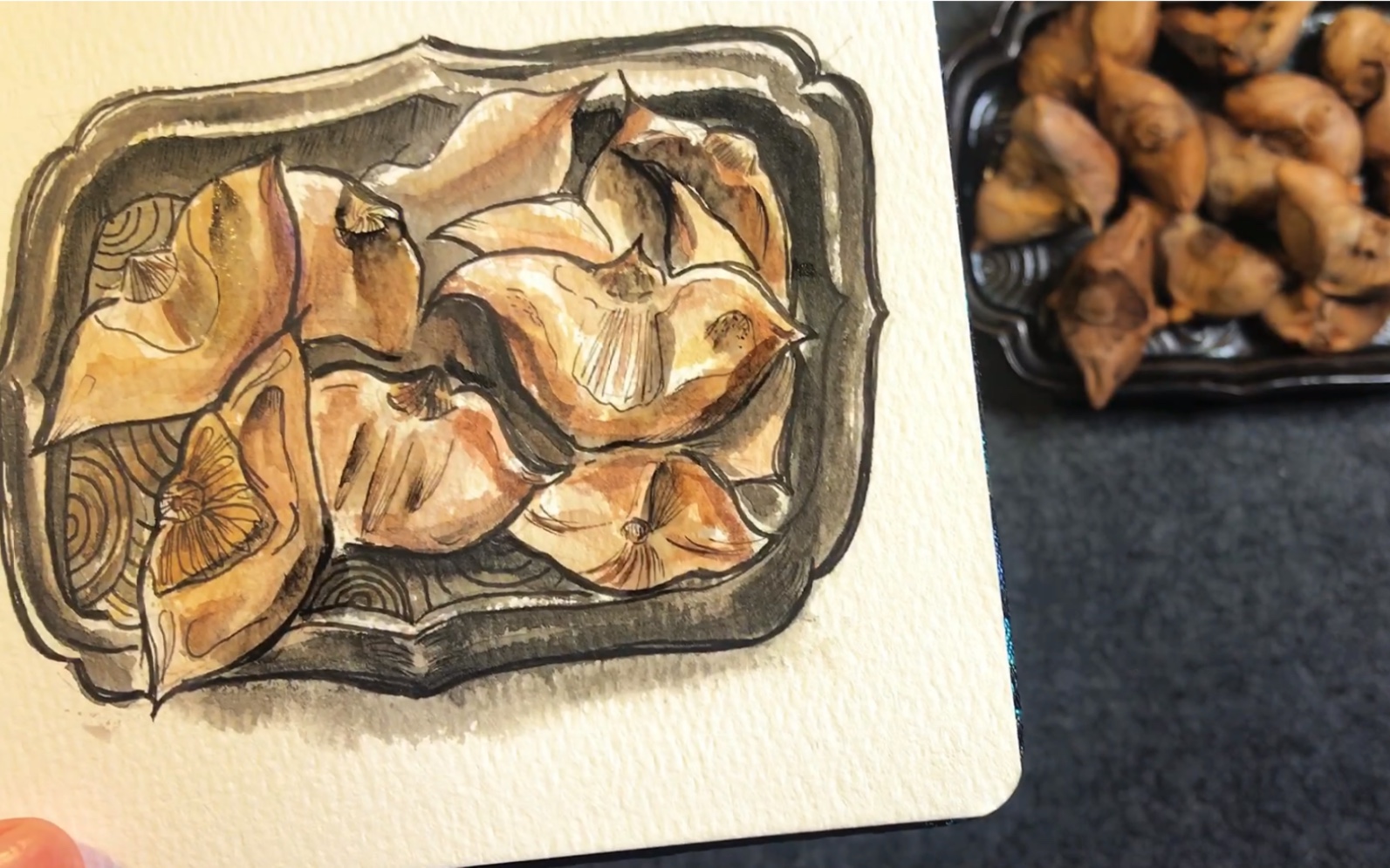 【水彩】食物小胖菱角绘画过程_哔哩哔哩 (゜-゜)つロ 干杯~-bilibili