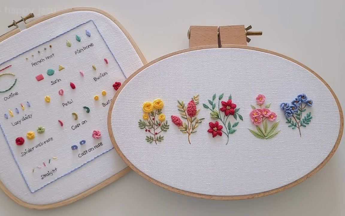 针法练习,到立体花朵刺绣,刺绣大师手把手教你法式刺绣