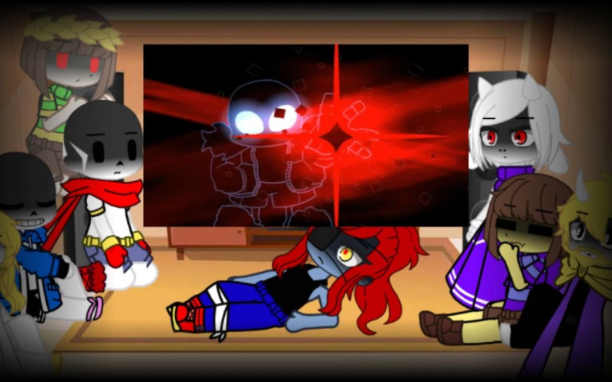 undertale characters react to nightmare sans vs chara