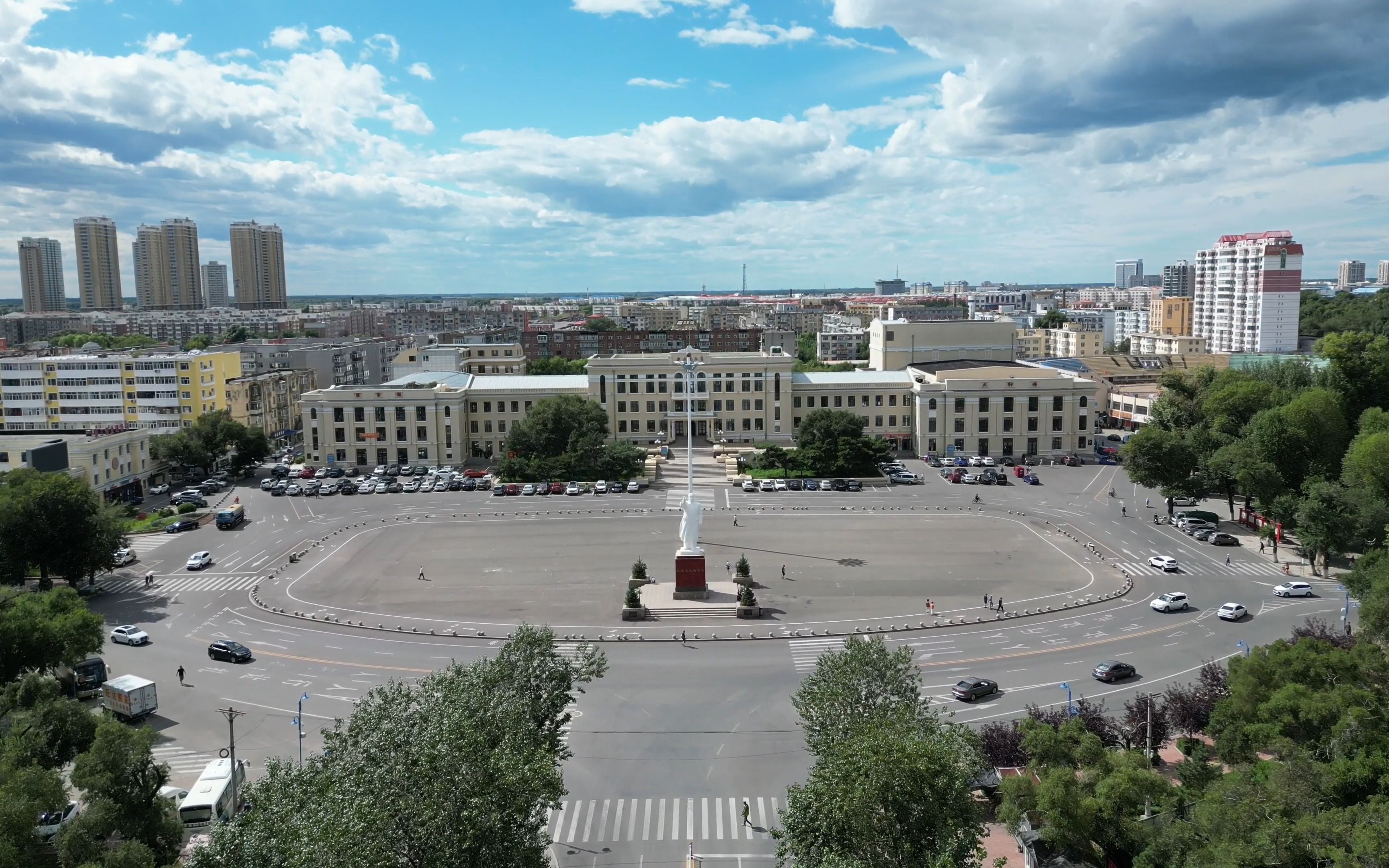 齐齐哈尔 工人文化宫航拍