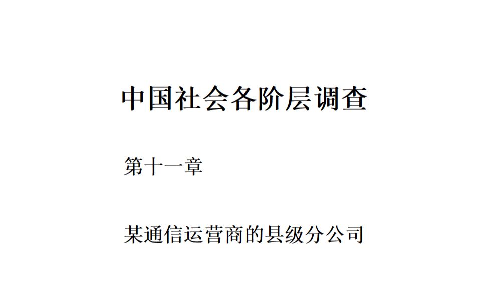 [图]【读书】《中国社会各阶层调查研究》（星火出版社）13.第十一章 某通信运营商的县级分公司