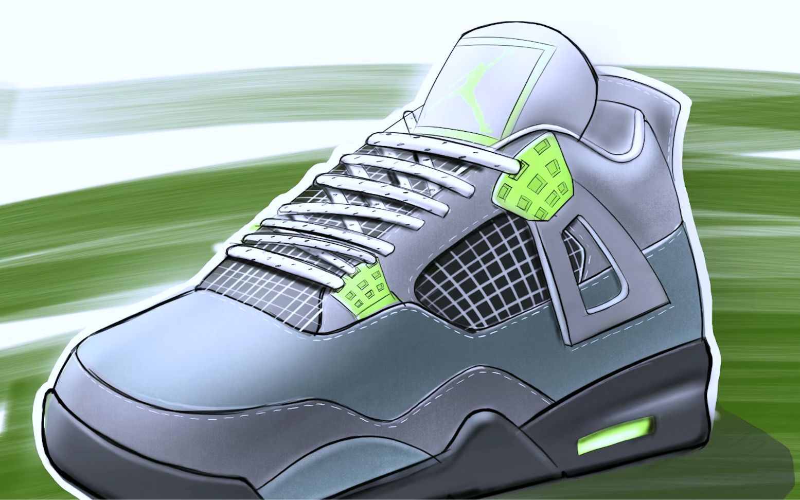 4 | 画双球鞋来穿 | aj4 neon | 十八线设计师的球鞋开箱分享!