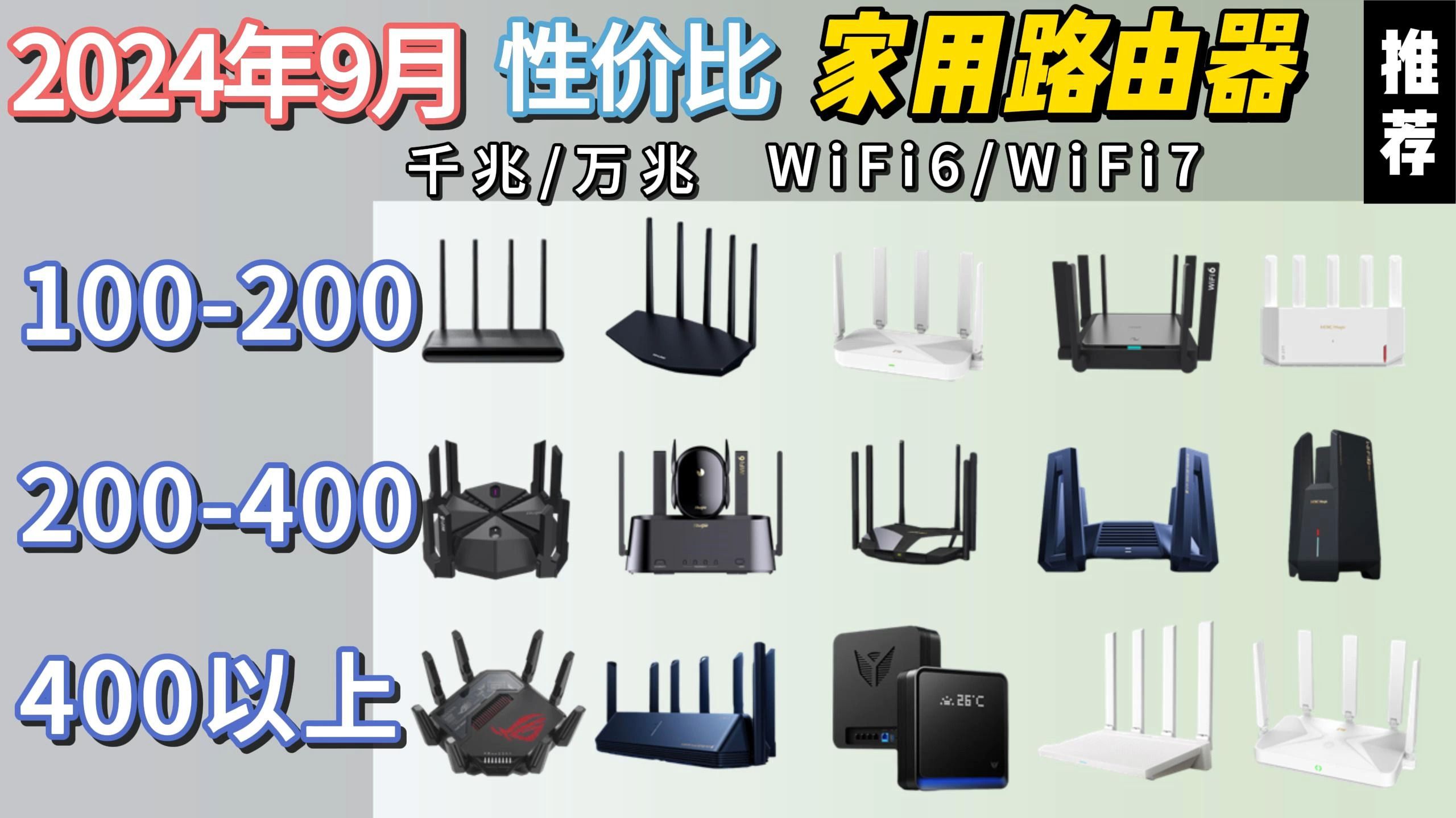 [性价比家用路由器推荐] 2024年9月高性价比路由器推荐!家用、WiFi7、WiFi6、万兆、千兆路由器选购建议!(小米/新华三/中兴/TPink/锐捷)哔哩哔哩...