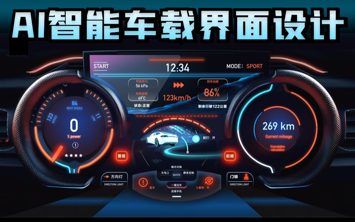 用ai设计智能汽车ux交互界面,mj sketch 完美结合,打造未来新设计!