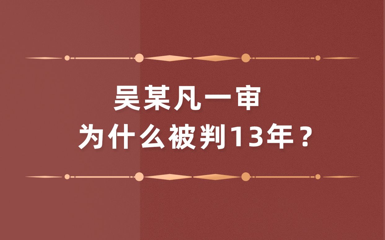 律师解读吴某凡一审为什么被判13年？