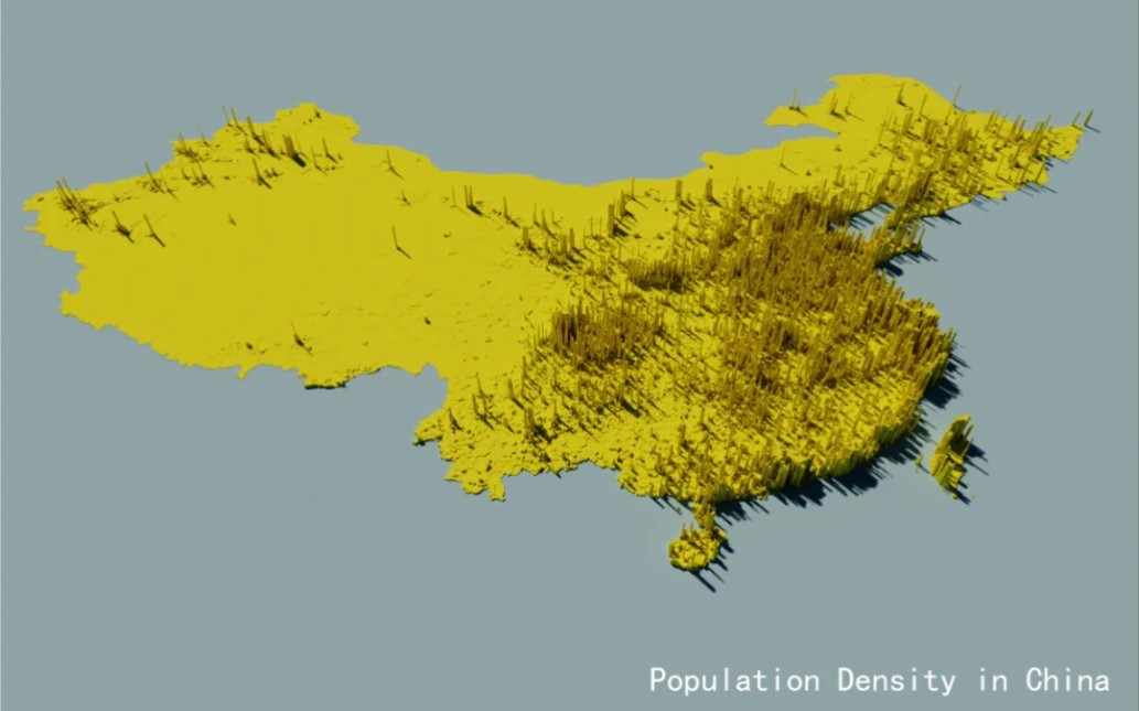 中国部分都市圈、东南亚、南亚部分国家人口密度三维分布图哔哩哔哩bilibili