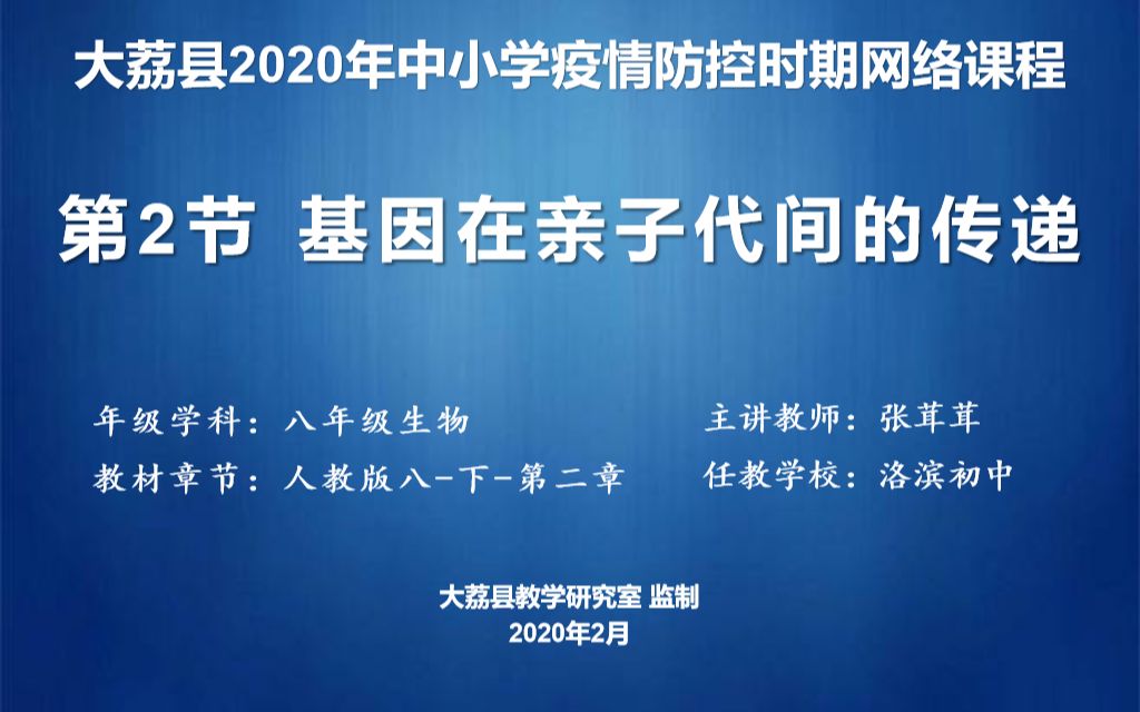 [图]洛滨初中 张茸茸 八年级生物下册 第二章第二节《基因在亲子代间的传递》