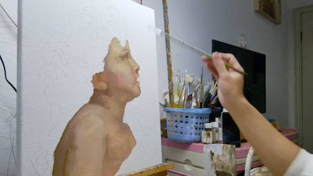 临摹布格罗古典人物油画小男孩第一遍铺底