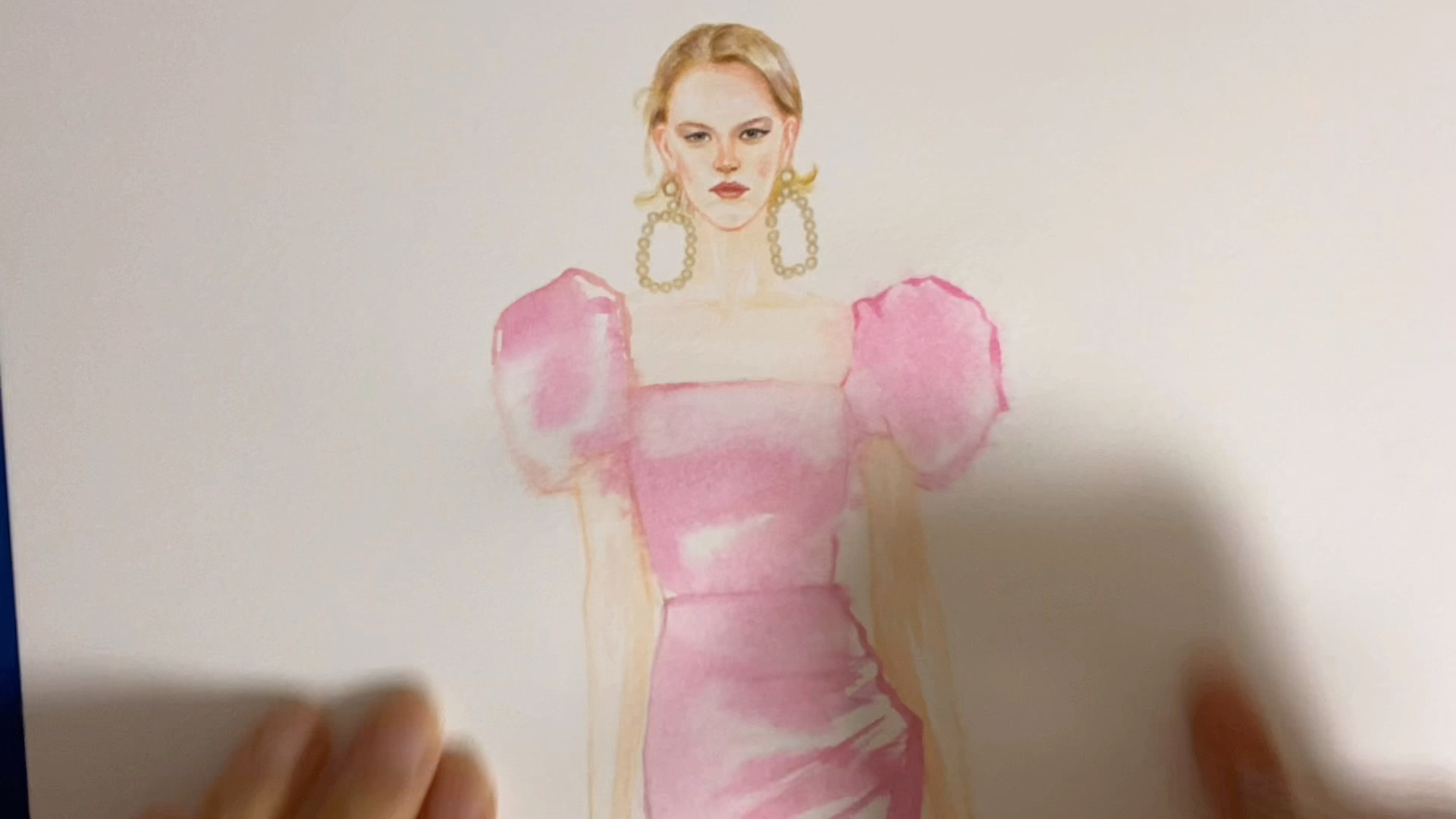 时装画手绘|粉色泡泡袖公主风