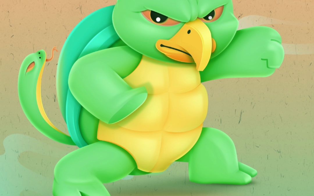 玄武吉祥物 玄武插画 玄龟插画 旋龟插画 神兽插画 山海经 乌龟吉祥物