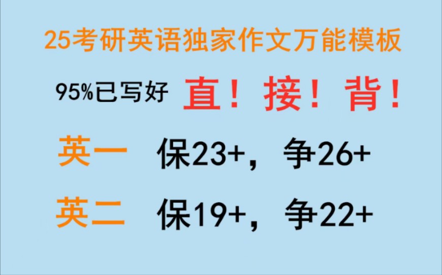 25考研英语大小作文模板,直接背!985三审定稿!零基础速成,冲刺救命!哔哩哔哩bilibili