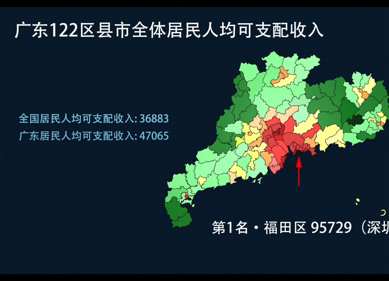 2022年广东122区县市全体居民人均可支配收入哔哩哔哩bilibili