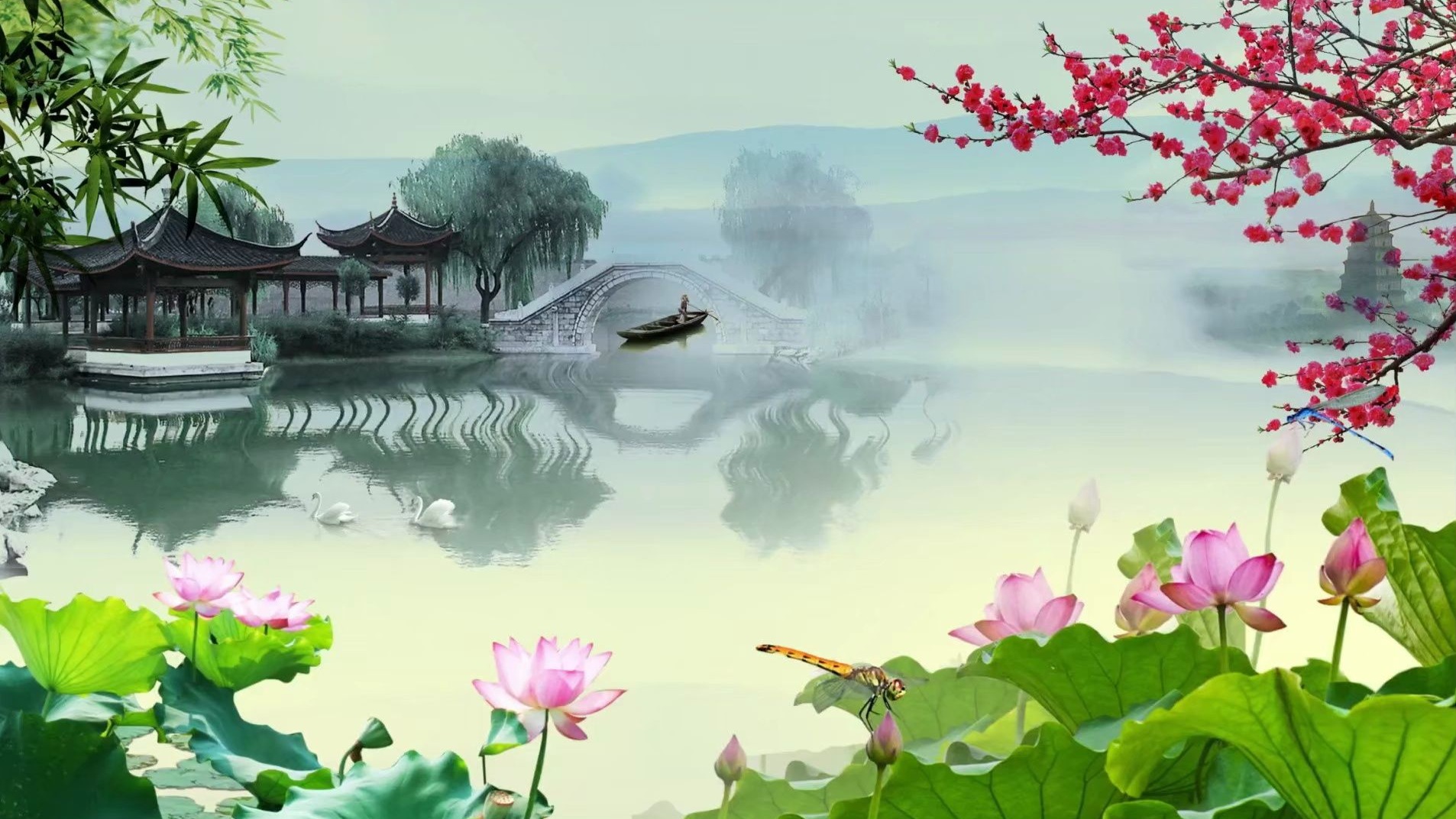 《春三月》led舞台背景视频 阳春三月 背景视频