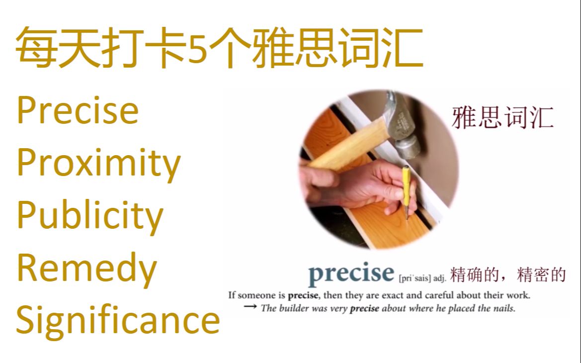 每天打卡5个雅思词汇precise, proximity, publicity, remedy, significance哔哩哔哩bilibili