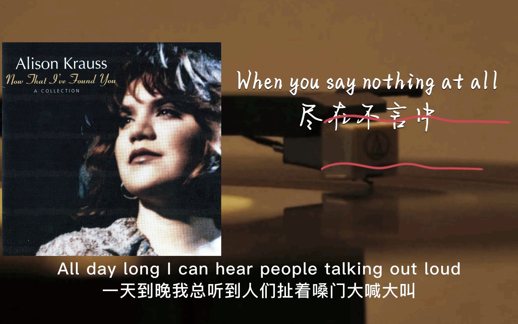 [图]女声惊艳翻唱，一听就沦陷 Alison Krauss - When You Say Nothing At All