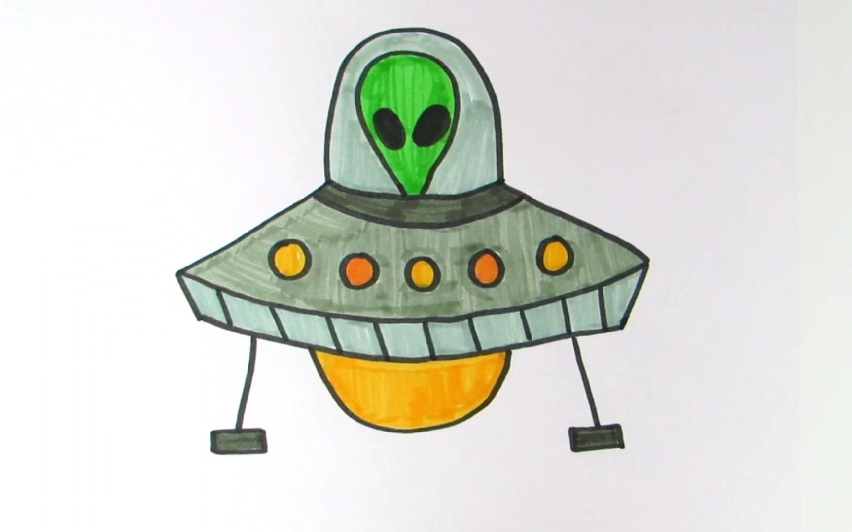 和我一起学画画,今天我们来画一架外星飞碟!