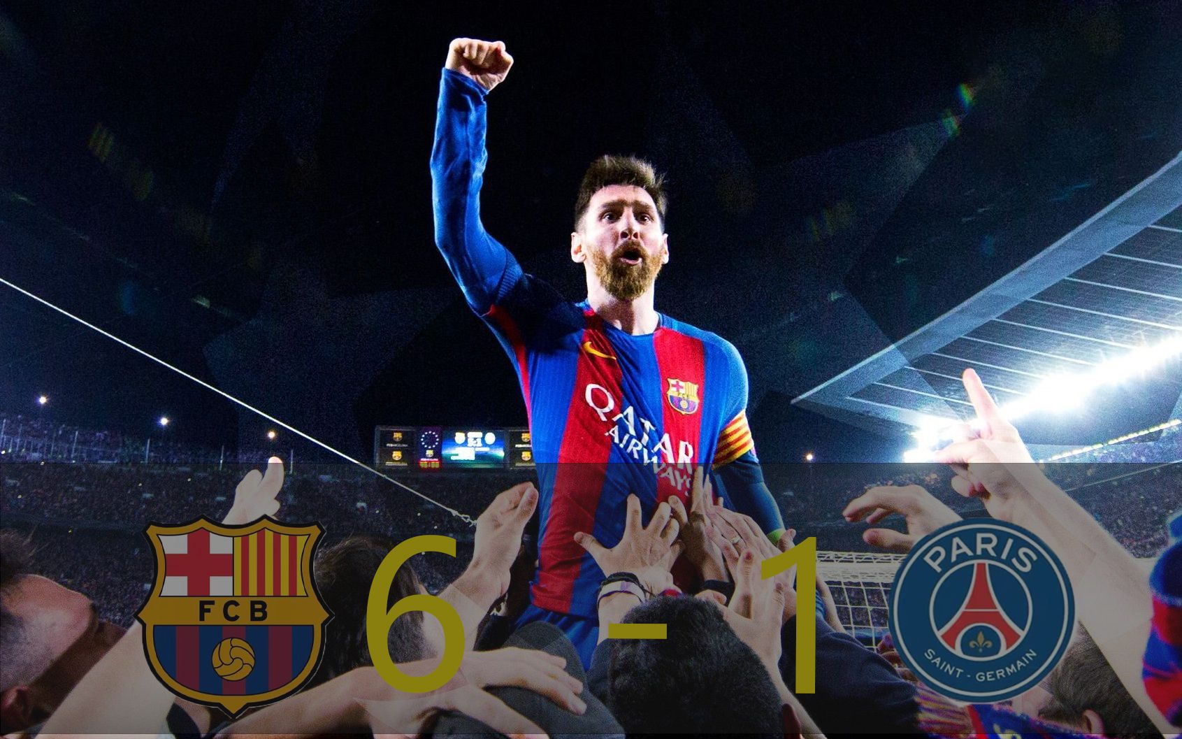 6016-17欧冠8/1 巴塞罗那vs巴黎圣日尔曼:诺坎普奇迹上演,罗贝托读秒