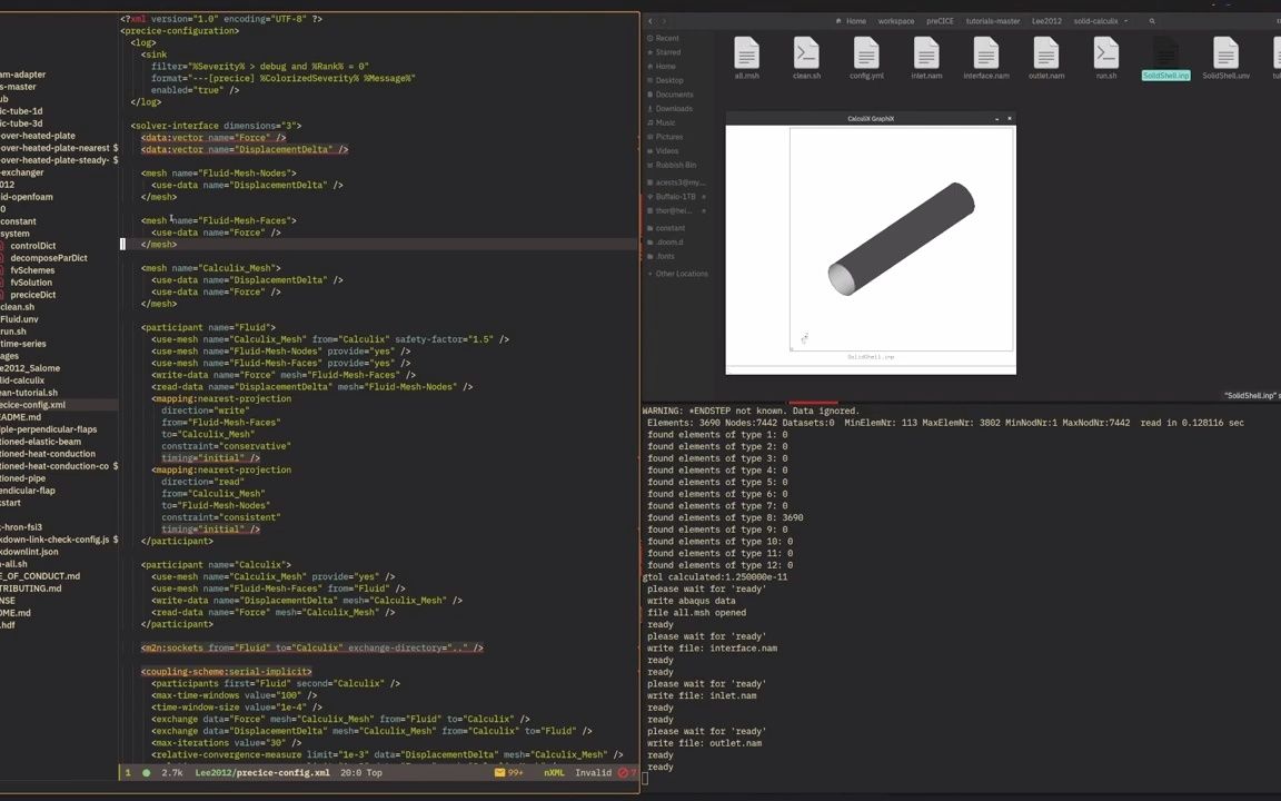 [图]Setting up the FSI case 04 - preCICE setup and starting the simulation