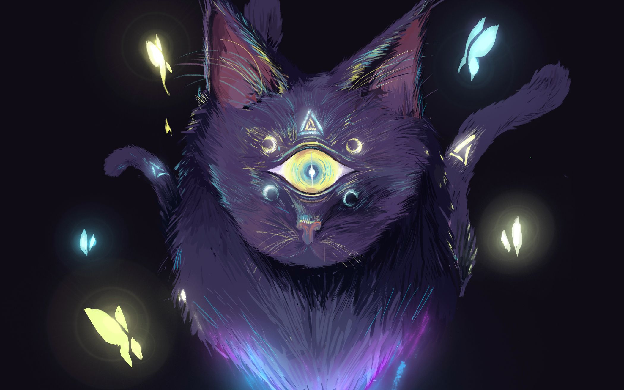 板绘山海经讙画一只独眼三尾咪咪