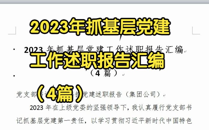 2023年抓基层党建工作述职报告汇编 (4篇)哔哩哔哩bilibili