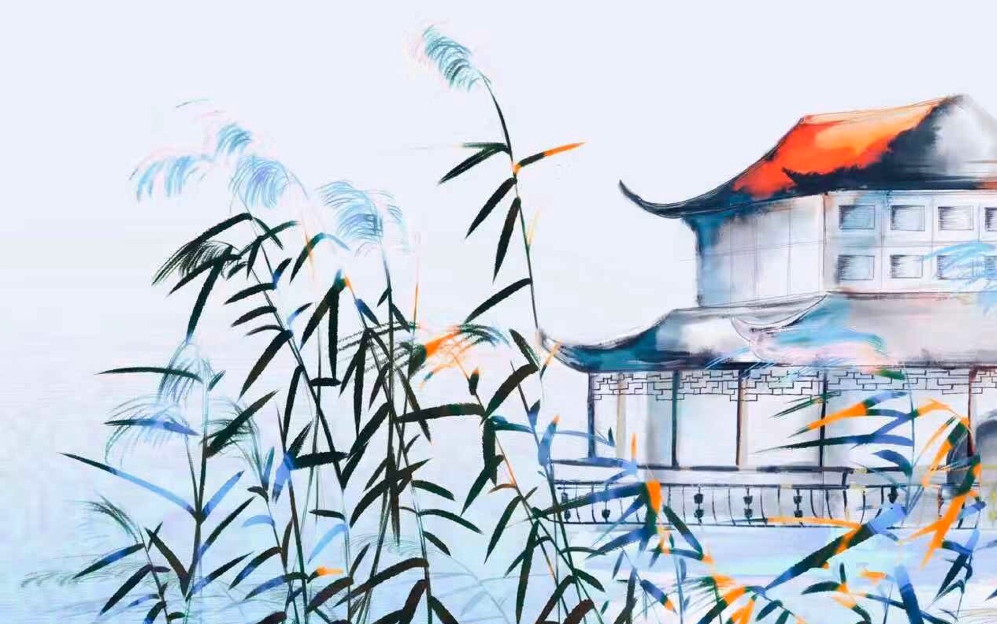 ipad绘画水彩风景画风苏州拙政园一景bgm旧梦双笙