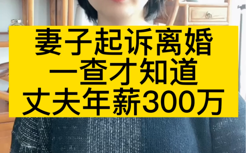 妻子起诉离婚,这一查才知道,丈夫年薪300万!哔哩哔哩bilibili