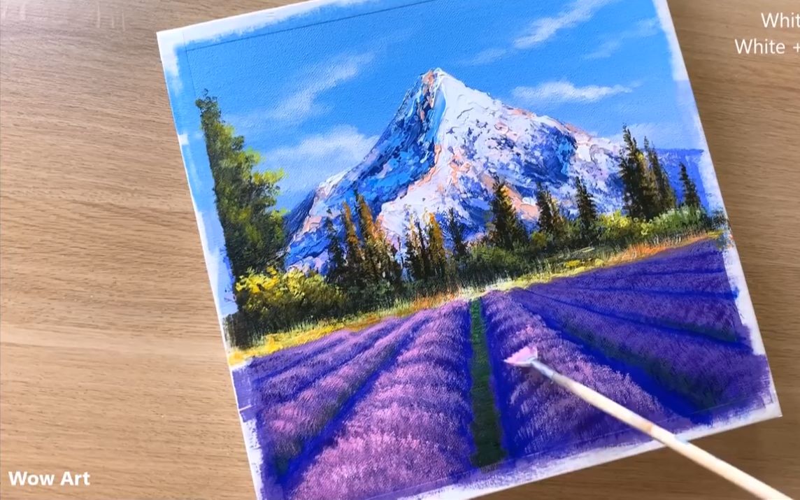 [图]【丙烯画】【绘画教程】【Wow Art】Enjoy a quiet moment in the Lavender field-薰衣草园