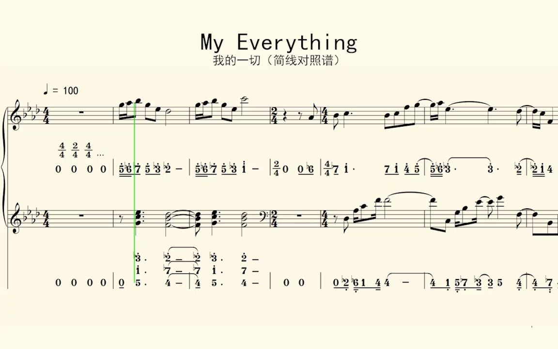 鋼琴譜:my everything-我的一切(簡線對照譜)_嗶哩嗶哩_bilibili