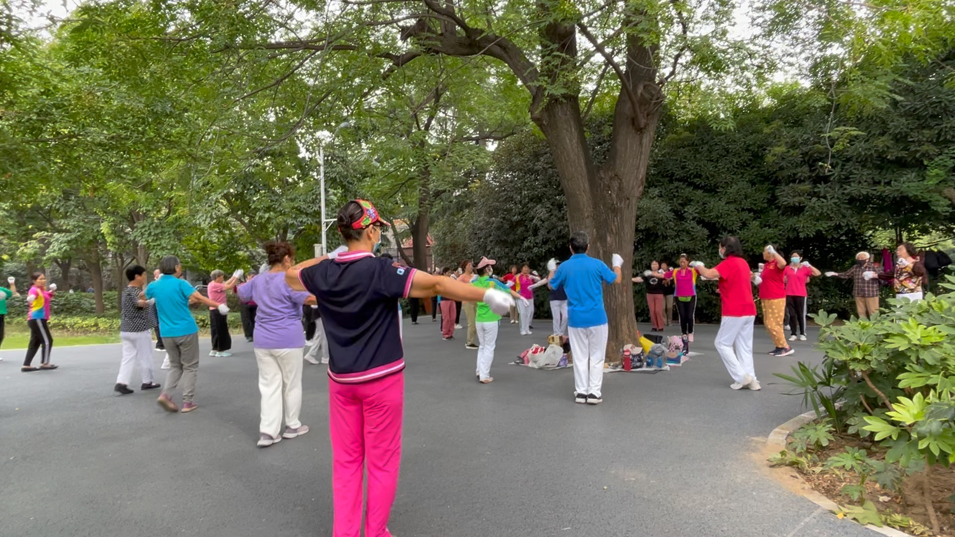 碧沙岗公园一角的广场舞