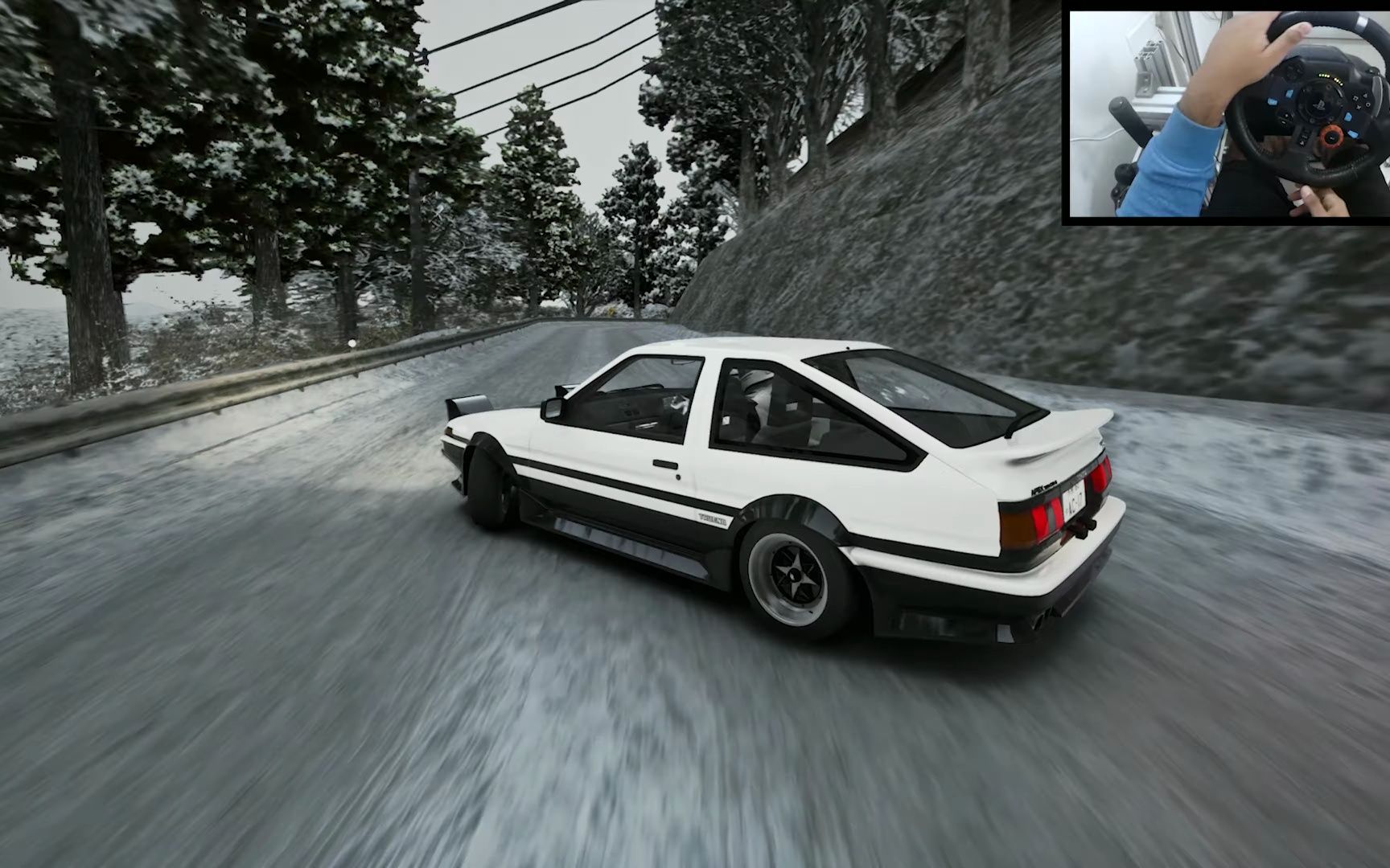 丰田ae86 uphill touge雪地漂移l assetto corsa(罗技g29-方向盘游戏)