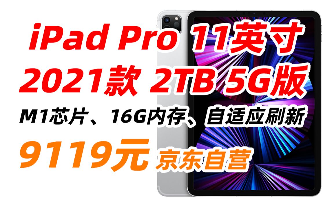 苹果 Apple 超值补贴 iPad Pro 11英寸平板电脑 2021款(2TB 5G版 M1芯片 MHWR3CH A) 银色 9119元(2023年4月22哔哩哔哩bilibili