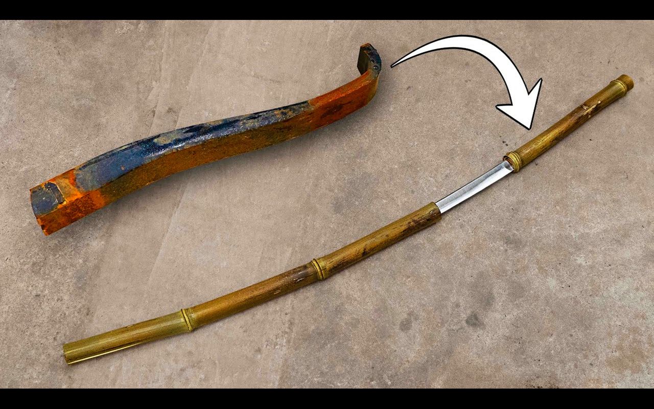 手工用板簧制作一把竹节武士刀作者farawayforge