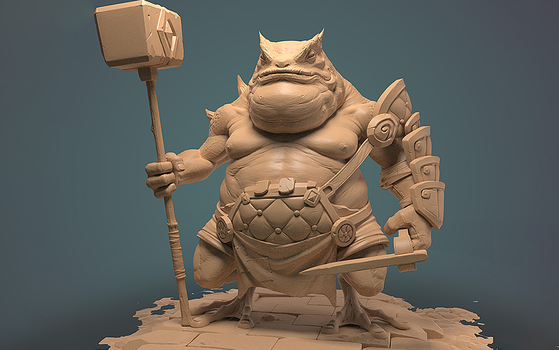 零基础雕刻青蛙小兵角色模型,zb高模雕刻