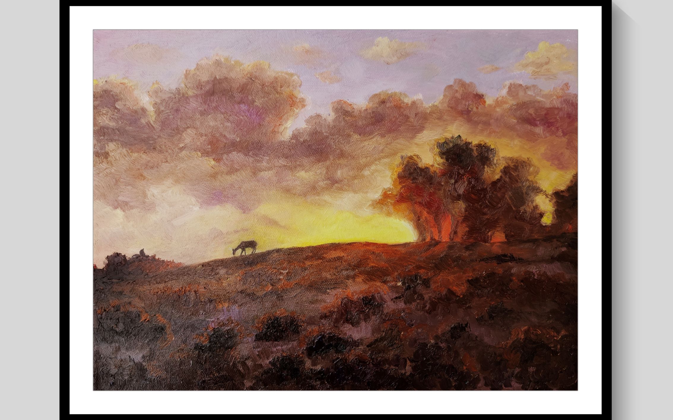油画《黄昏》绘制过程,每个黄昏都有一个故事,夕阳下你会想起谁_哔哩