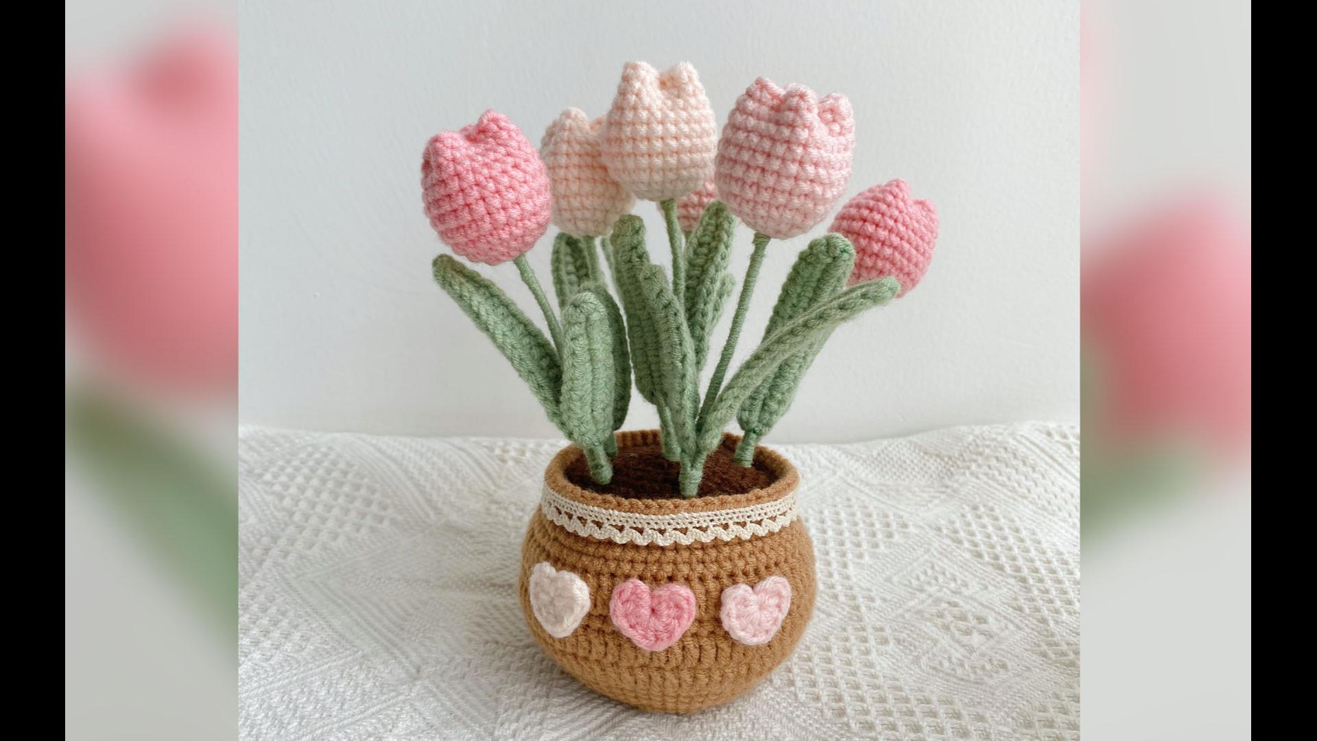 可可爱爱的郁金香盆栽钩织