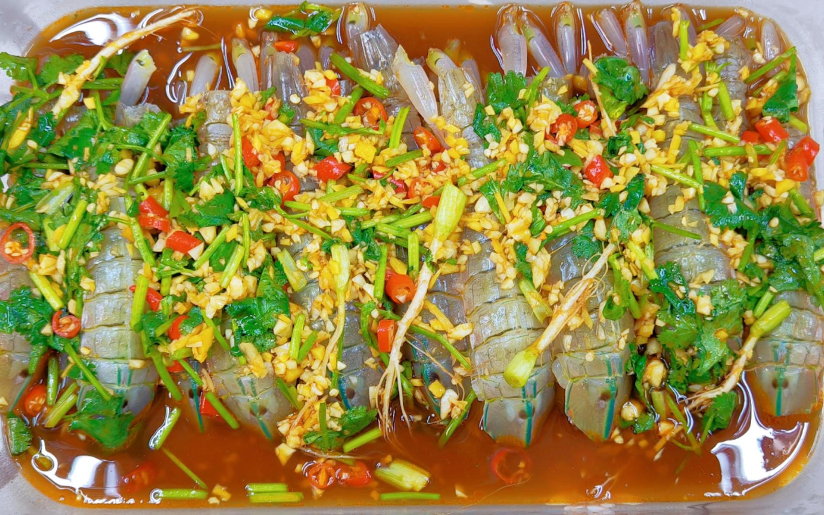 潮汕生腌皮皮虾,肉质滑滑的,太对我的胃口了