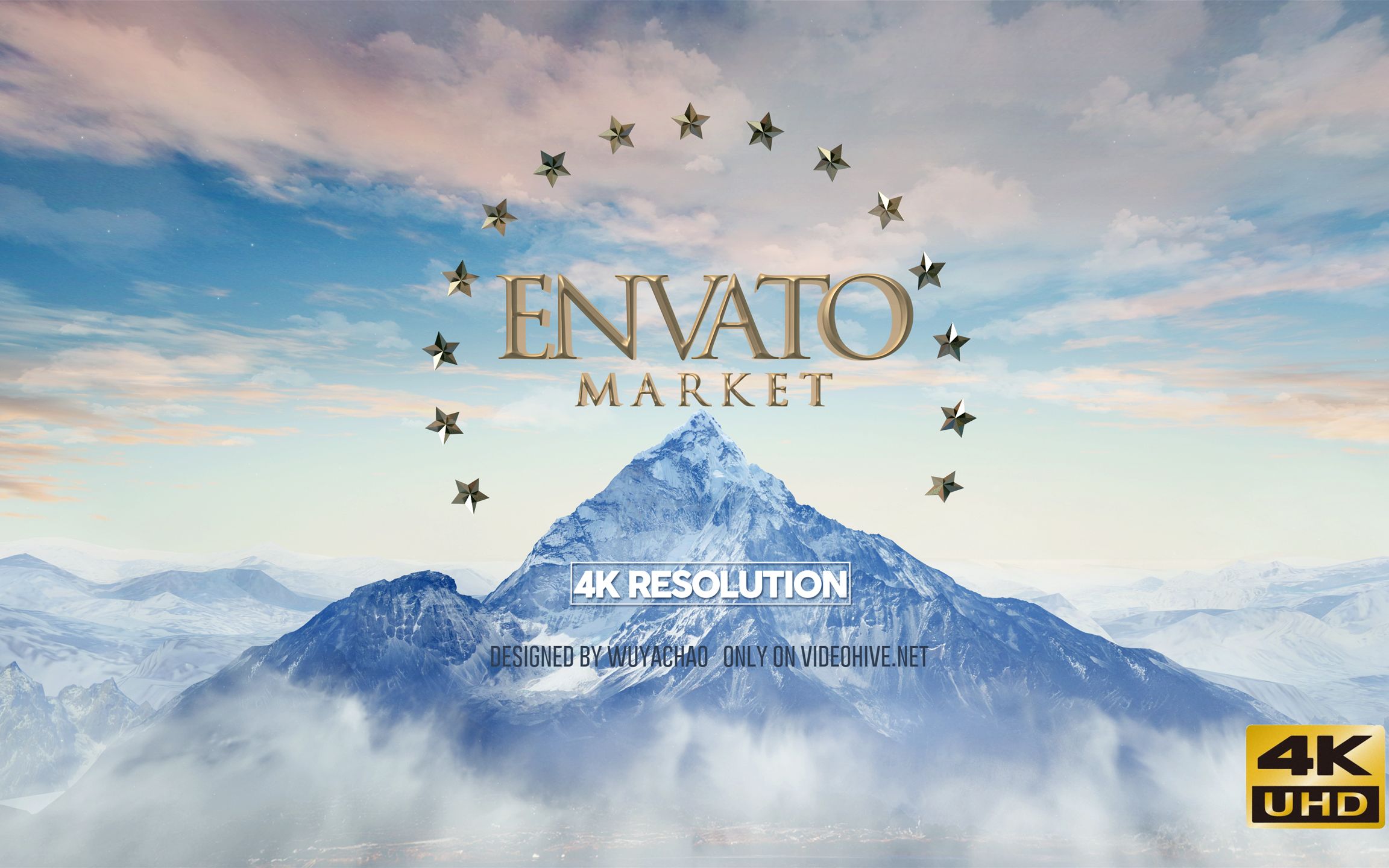 4k山峰派拉蒙电影片头ae模板数字绘景 我图网vjshi有出售工程文件