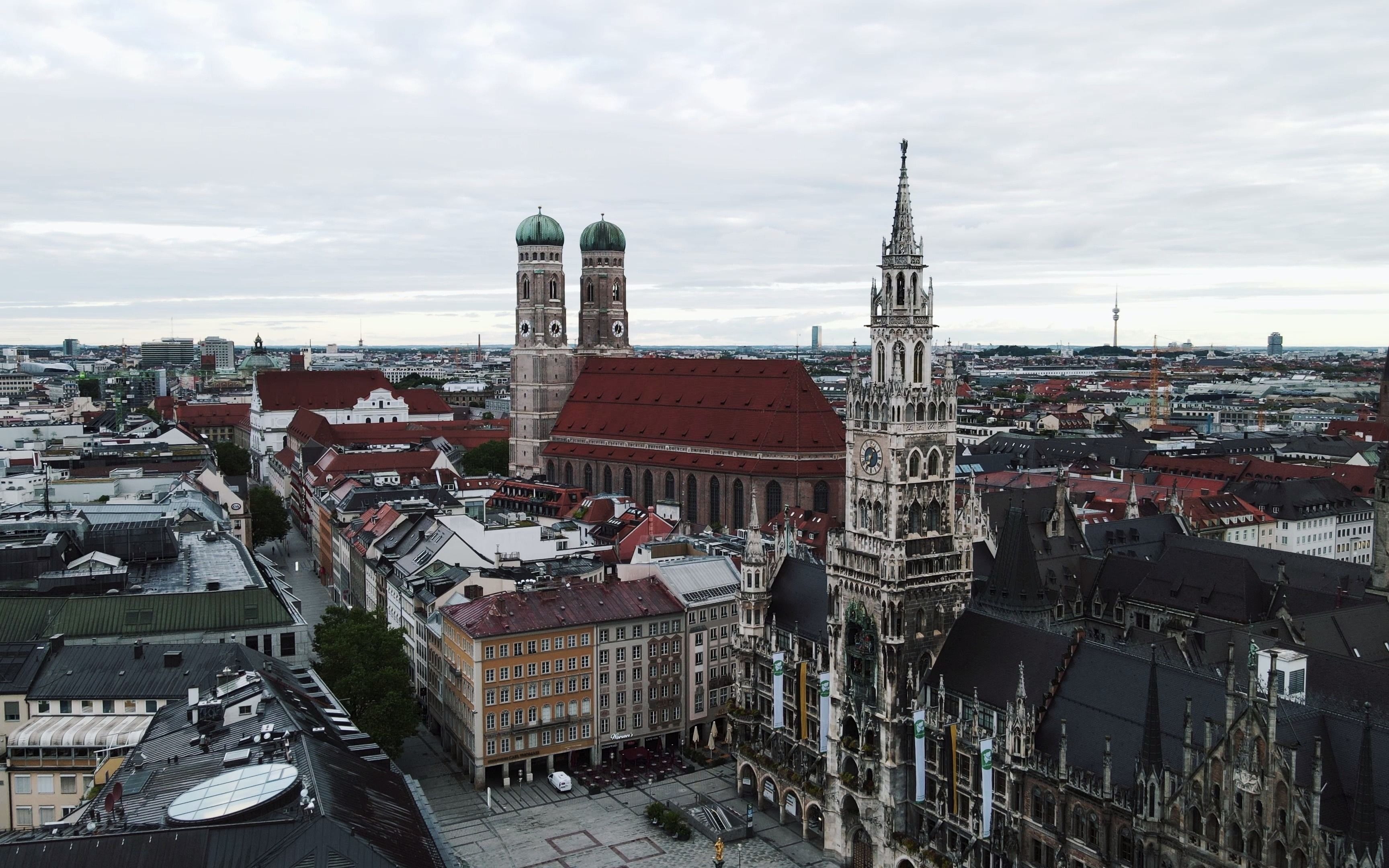 【4k 60fps】航拍慕尼黑玛丽亚广场