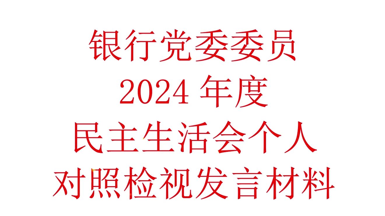 银行2024年度民主生活会个人对照检视发言材料哔哩哔哩bilibili