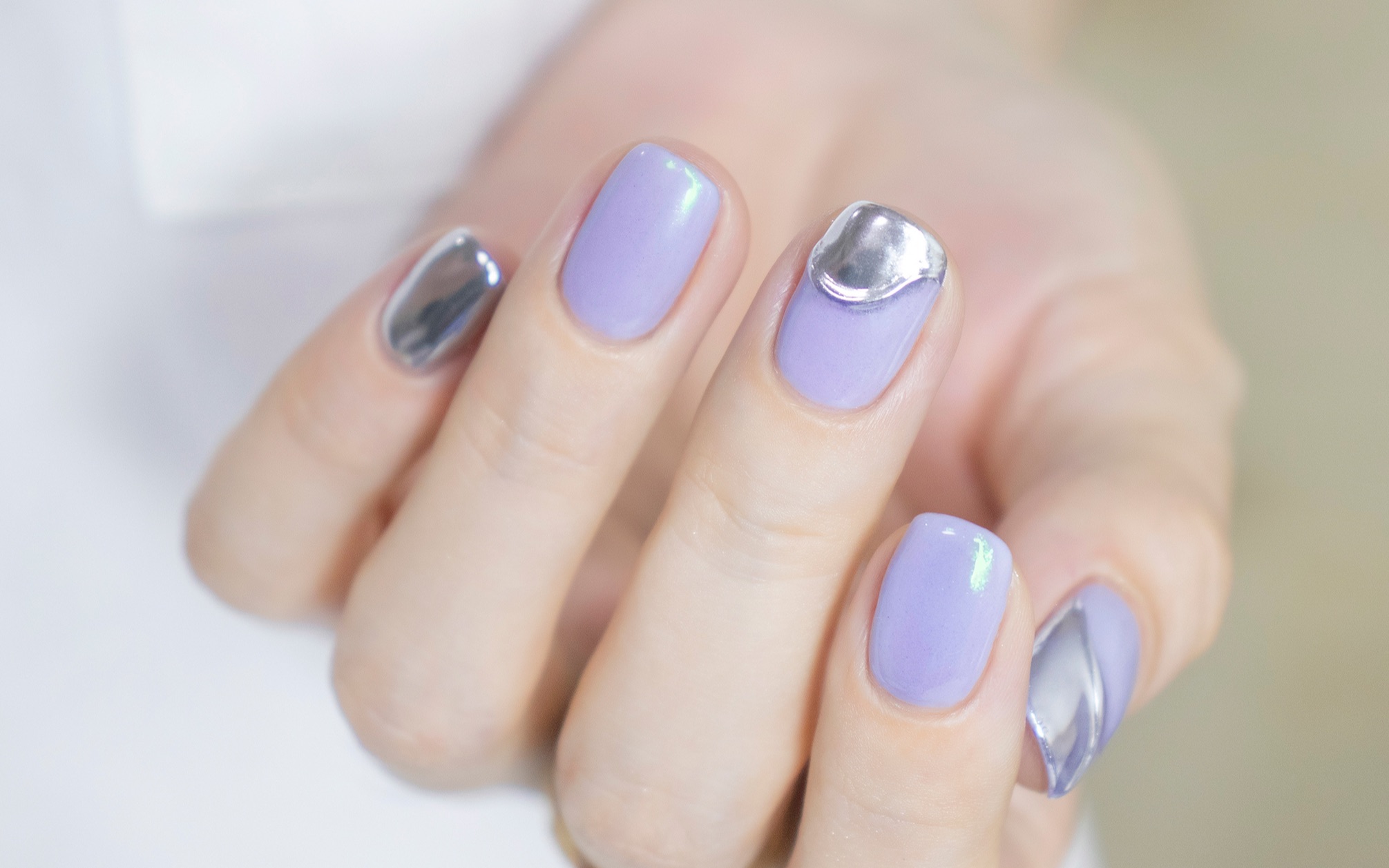 【xiao猫猫子】干净简约的蓝紫色金属美甲