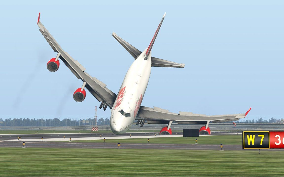 波音747在平稳着陆后突然坠毁x-plane 11_单机游戏热门视频