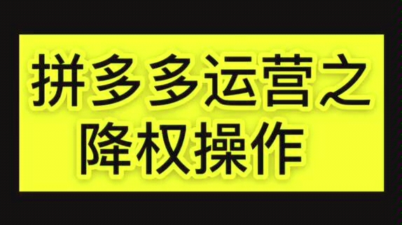 拼多多运营之降权操作哔哩哔哩bilibili