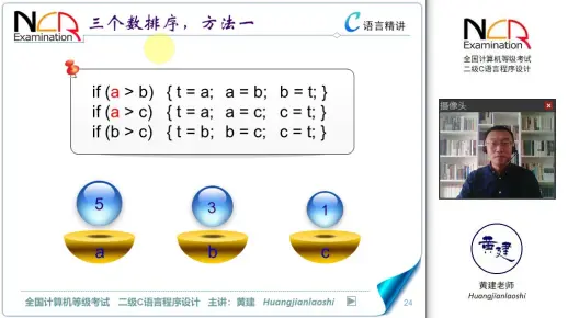 2.1.1 三个数排序 @ 黄建老师 二级C语言