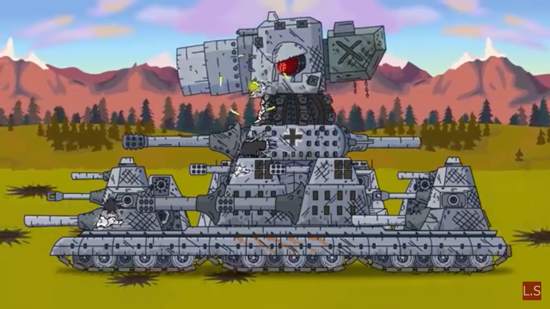 搬运坦克动画:卡尔44大战kv46