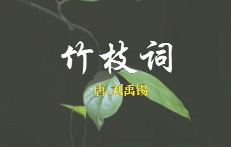 唐.刘禹锡《竹枝词》杨柳青青江水平哔哩哔哩bilibili