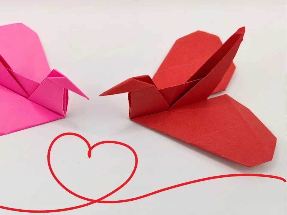 【origami library】爱心纸鹤折纸教程origami crane heart