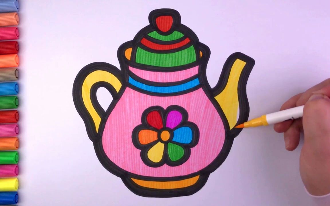 茶壶简笔画带颜色图片